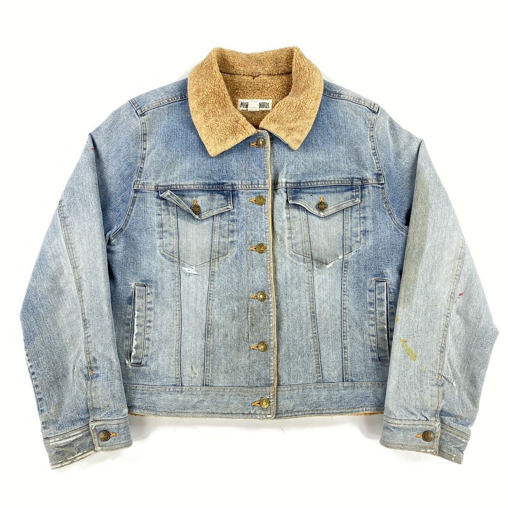 90s Marvin Richards Sherpa Lines Blue Denim Jacket